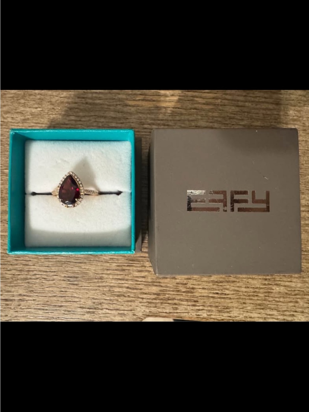 Effy Teardrop Garnet Halo Ring in Deep Red and Gold